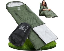 Ventus Comfort Slaapzak - Slaapzakken Volwassenen & Kind - Sleeping Bag - Lichtgewicht - Dekenmodel - 220 x 83 cm - Groen