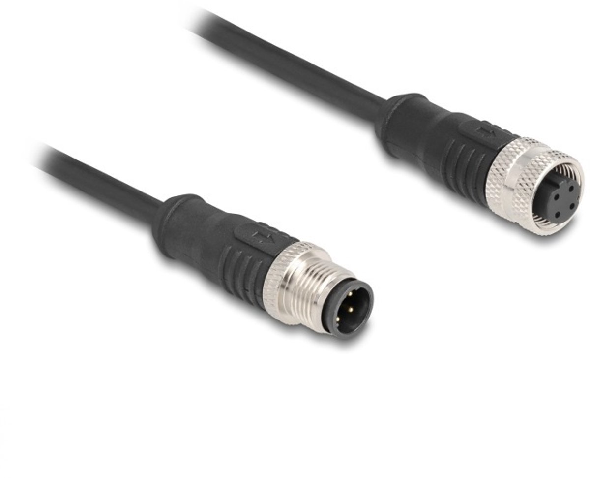 Image of M12 4-pins D-gecodeerde industriële netwerk verlengkabel | CAT5e | PVC | 1 meter