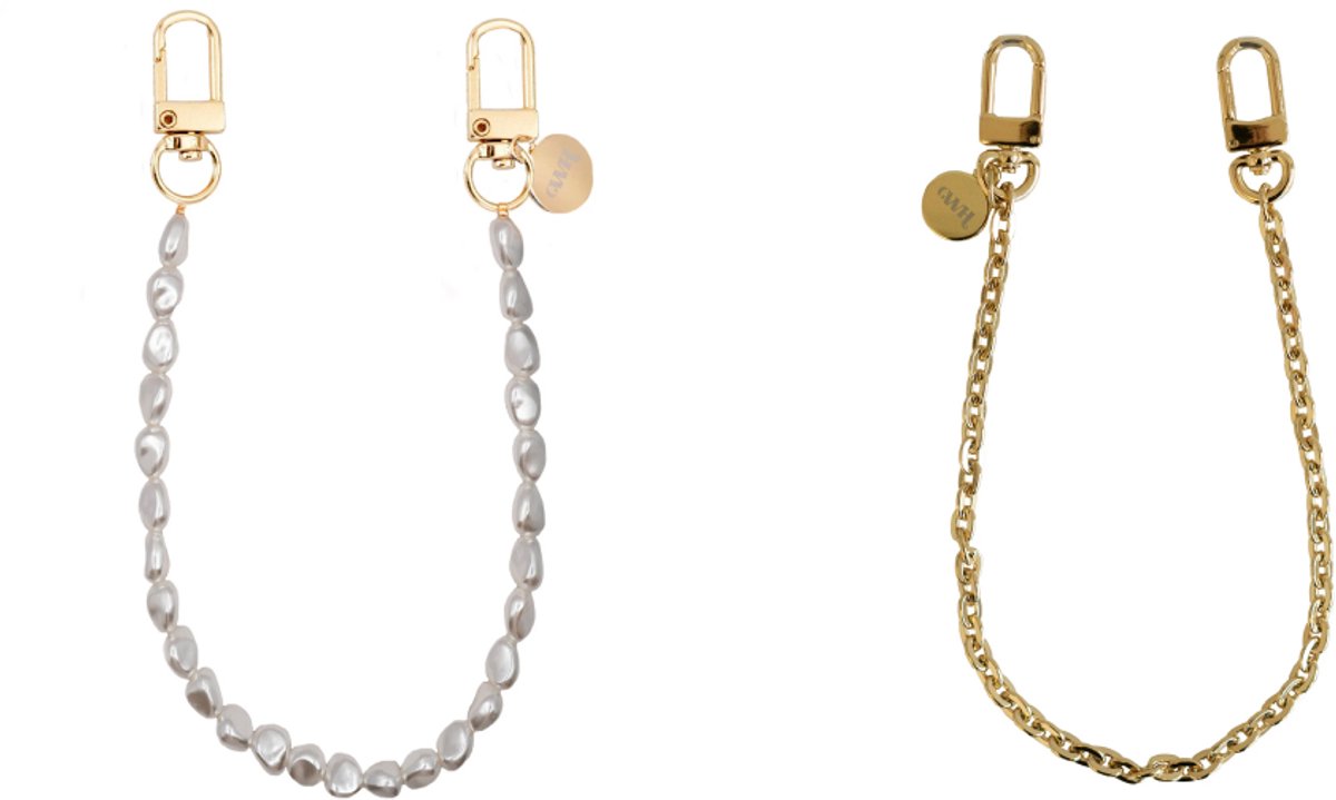 xoxo Wildhearts telefoonkoorden Pearlfection + Dreamy kort – geschikt voor iPhone / Samsung – Parel & Gouden telefoonkoord – Luxe telefoonkettingen – Comfortabel & modieus – Universeel