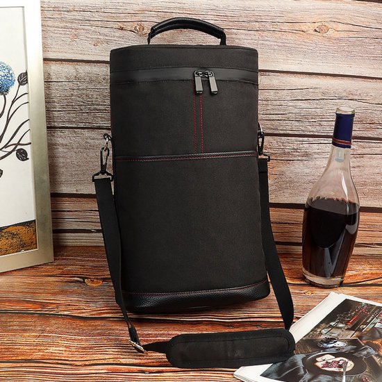 1 stuk - Tas - Geïsoleerde tas - Outdoor oxford-stof - Warmte-isolerend en lekvrij - Draagbare wijnkoeler - Geschikt voor picknicks, stranduitstapjes, reizen en banketten - Zwart — afbeelding 4
