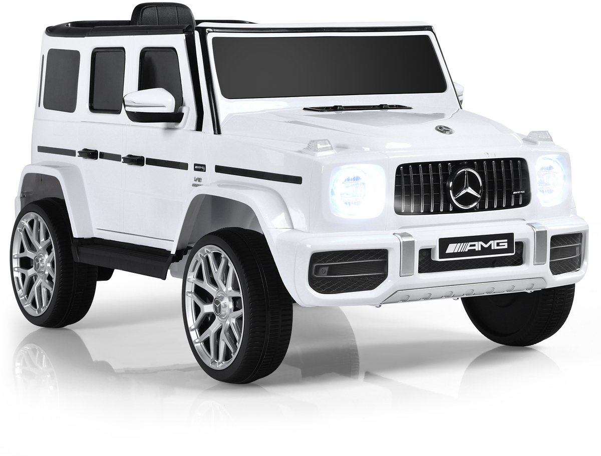 COSTWAY Mercedes Benz Elektrische auto voor kinderen, elektrische kinderauto met muziek en koplamp, 3-5 km/u, incl. 2,4G afstandsbediening, elektrische auto voor kinderen vanaf 3 jaar (wit)