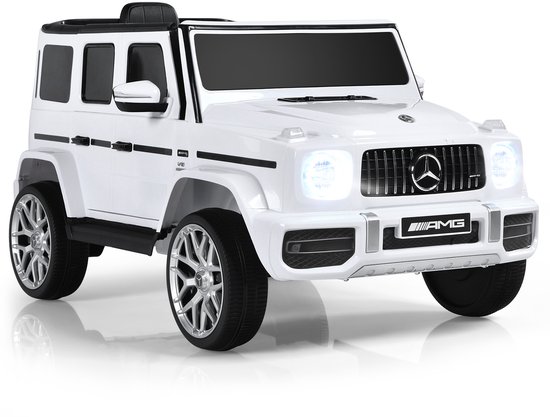 Voiture électrique Mercedes -Benz COSTWAY pour enfants, avec musique et phares, vitesse de 3 à 5 km/h, télécommande 2,4 GHz incluse, pour enfants à partir de 3 ans (blanche).
