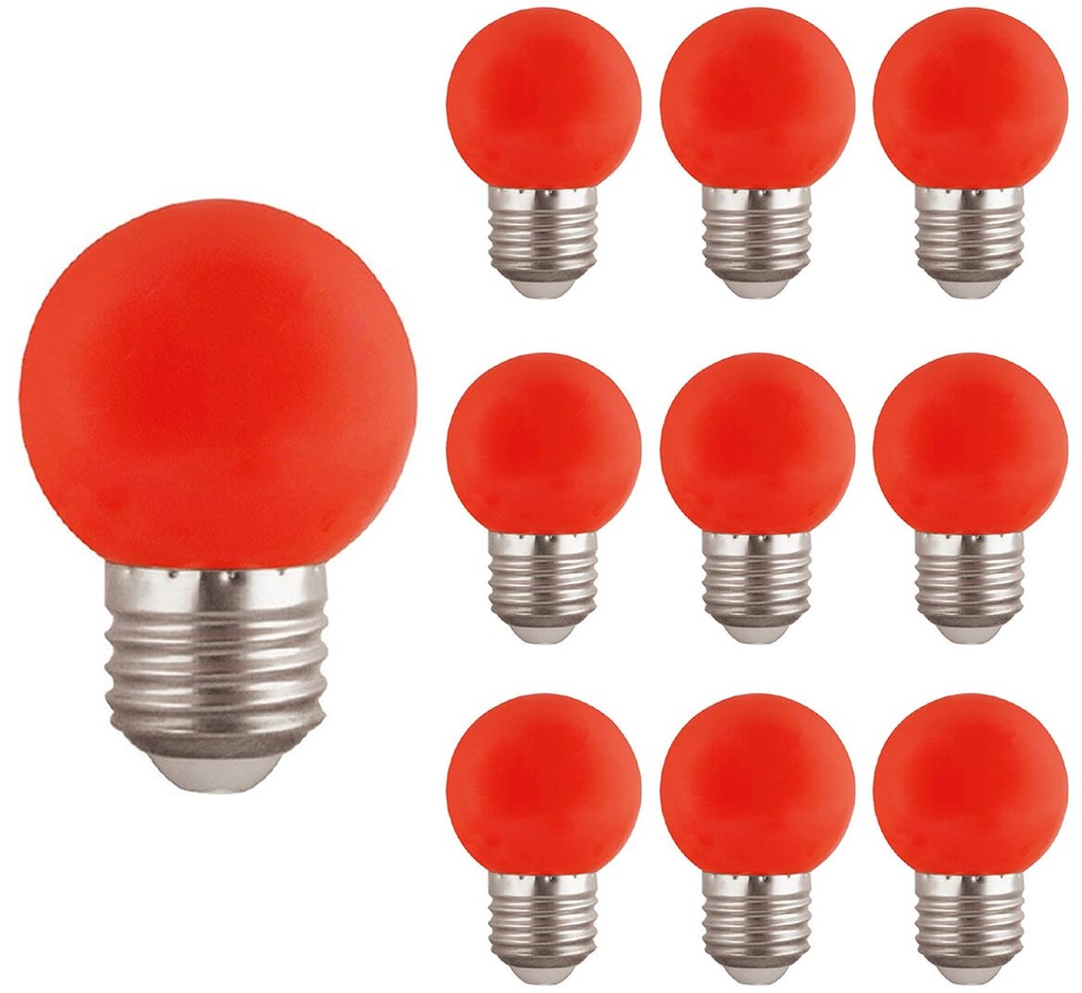 VITO LED Lamp G45 E27 - 2W (vervangt 15W) - 120lm - Rood Licht - 180-240V - Flikkervrij - Energiezuinig - 10 stuks