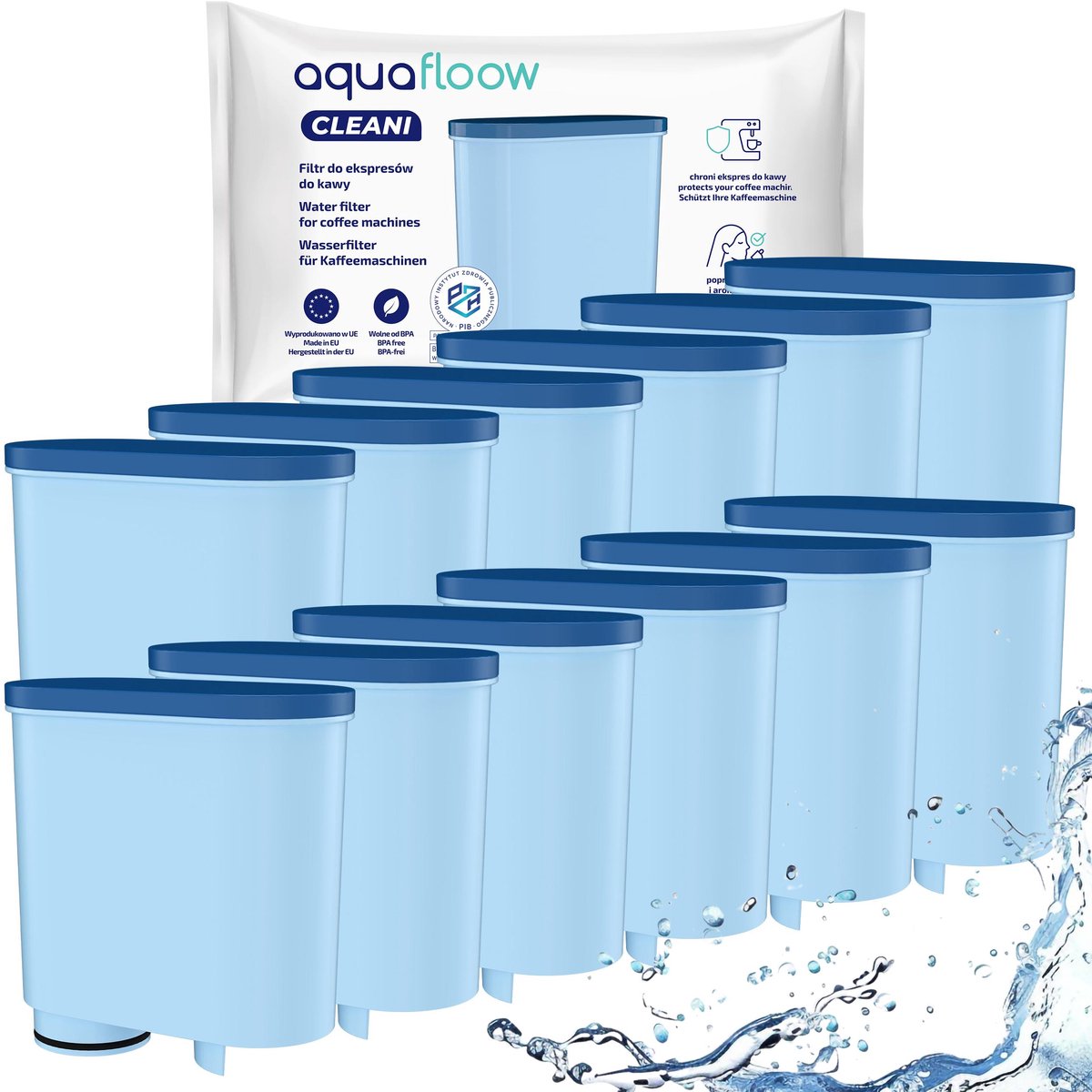 12x Aquafloow Waterfilters voor Philips Saeco - voor Koffiemachines - waterfilters voor Incanto, Intelia Deluxe, GranBaristo, LatteGo - waterfilter CA6903