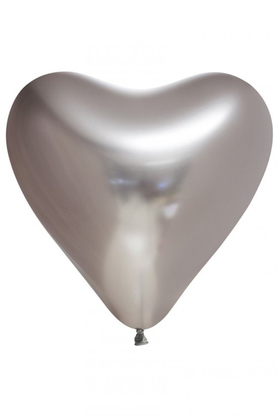 Ballons coeur chrome chrome Argent 12 pouces=30cm – par 6pcs.
