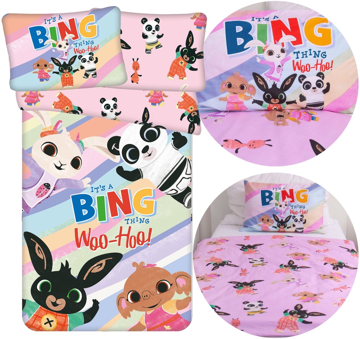BING Meisjesachtig, DUBBELZIJDIG, beddengoed voor kinderen, met rits, 100% KATOEN 100x135+40x60cm OEKO-TEX