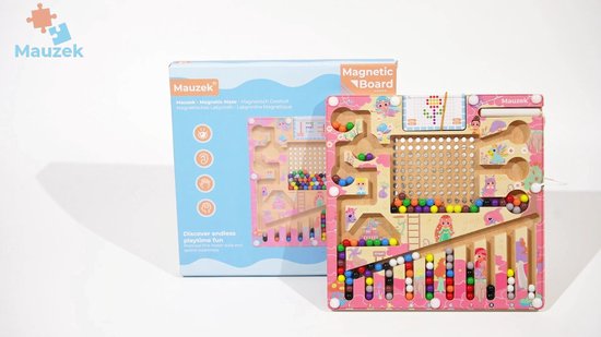 Mauzek® Magnetisch Doolhof Fantasie – Montessori speelgoed – Houten speelgoed – Magneet spel – Sensorisch speelgoed – Motoriek – Peuter speelgoed – Kinderspeelgoed – Voor in de auto – Educatief spel – Meisjes – 3 jaar – 4 jaar – 5 jaar – 6 jaar