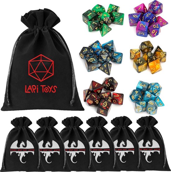 Foto: Lapi toys dungeons and dragons dobbelstenen mega set dnd polydice 6 sets 42 stuks met d d dice bags