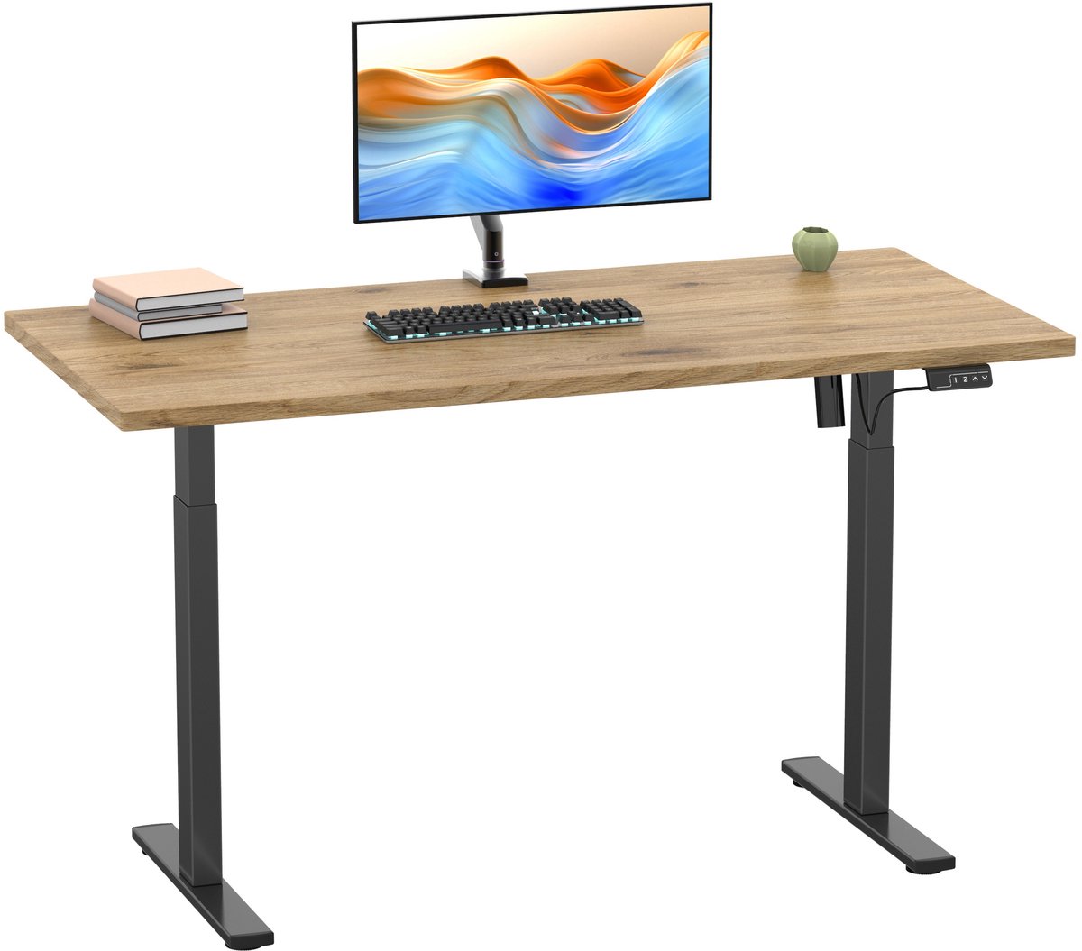 VCM In hoogte verstelbaar bureau traploze elektrische hoogteverstelling Lona 140x80 zwart In hoogte verstelbaar bureau traploze elektrische hoogteverstelling Lona 140x80 zwart
