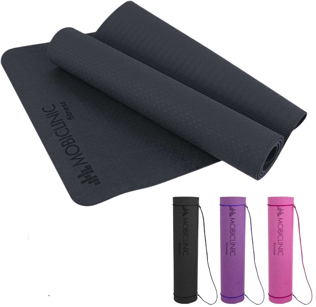 Mobiclinic EY-01 - Yogamat - Antislip - Afwasbaar - Waterdicht - Ecologisch - Met draagriem - Fitness - Sport - 183 x 61 x 0,6 cm - Flexibel - TPE