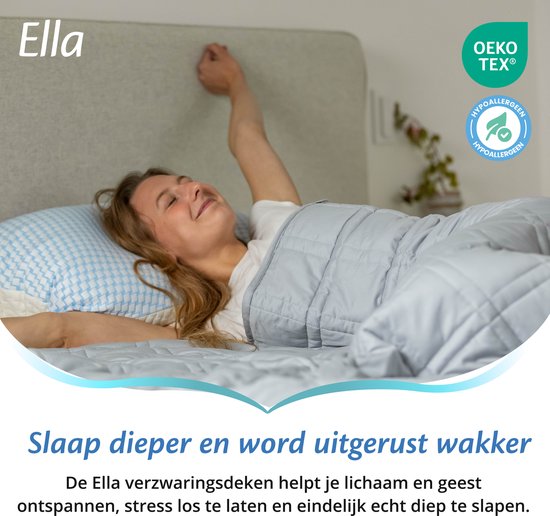 Ella Verzwaringsdeken 13 Kg - OEKO-TEX Katoen Zwaartedeken 200 x 200cm - Weighted Blanket - Verzwaarde Deken voor 2 Personen - Grijs