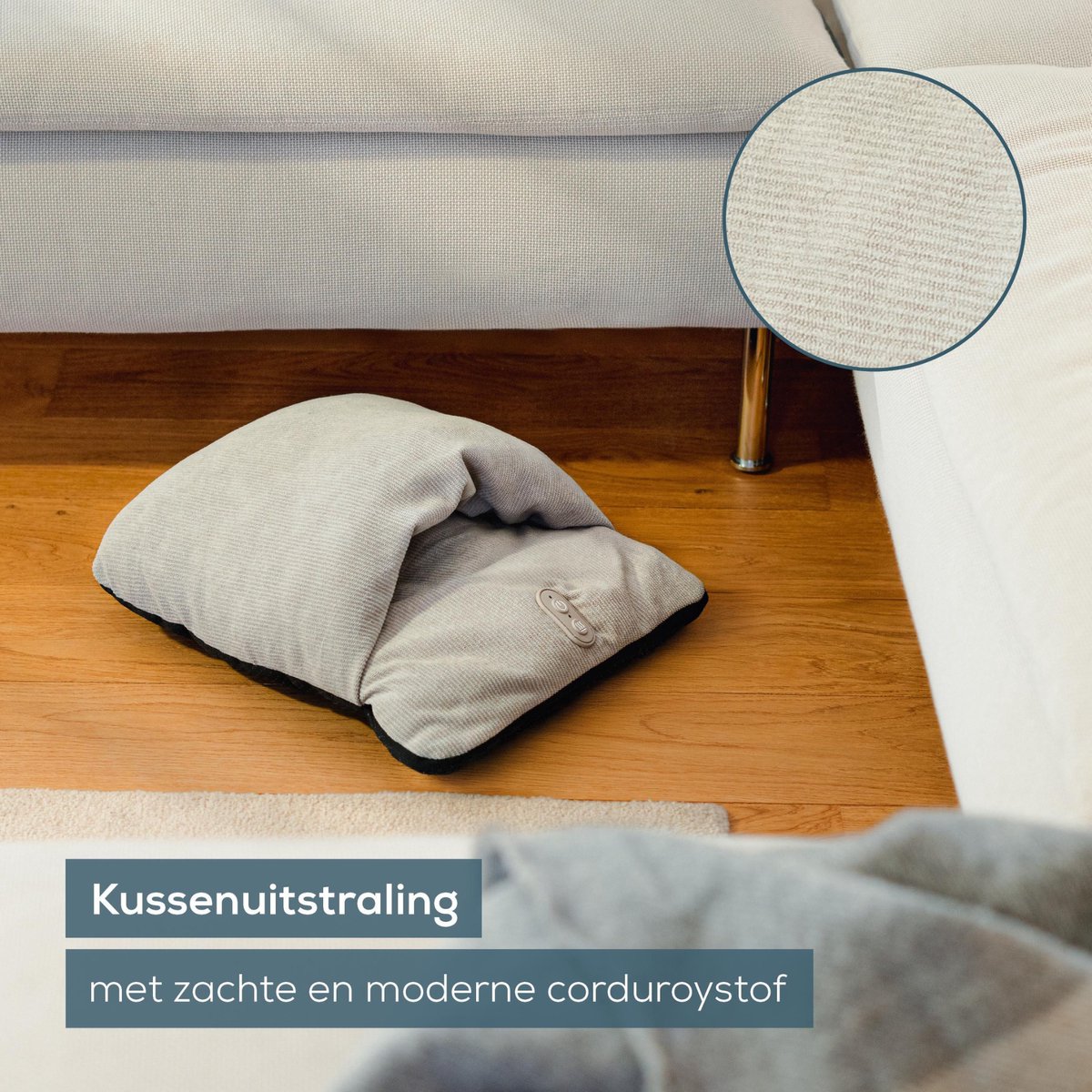 Beurer FM 28 Elektrische Voetenwarmer - Voetmassage apparaat & Warmtekussen voeten: 2-in-1 – 27 x 34 cm – Vibratiemassage – Kussen look in Zachte Ribstof – Geschikt tot Schoenmaat 43 – Automatische Uitschakeling – 3 Jaar Garantie — cadeau in Verzorging - foto 6