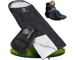 Ventus Comfort Slaapzak - Slaapzakken Volwassenen & Kind - Sleeping Bag - Lichtgewicht - Dekenmodel - 220 x 83 cm - Zwart