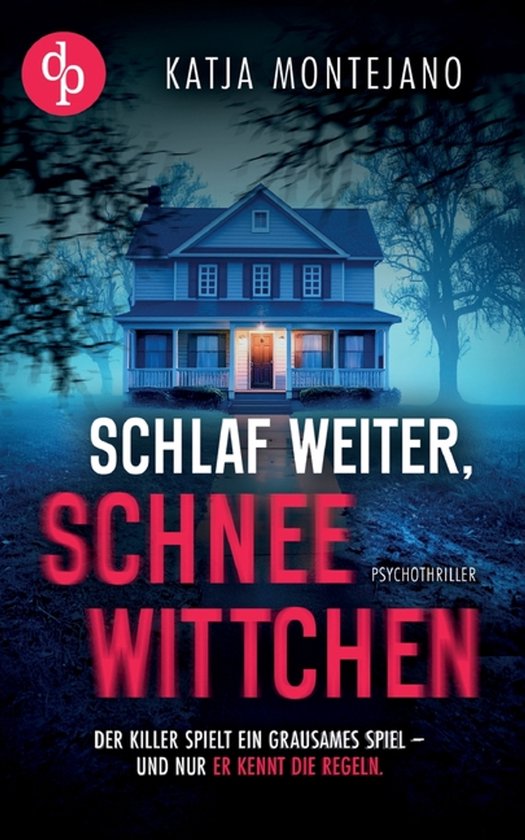 Couverture de livre avec une maison dans le brouillard, titre "Schlaf weiter, Schneewittchen"