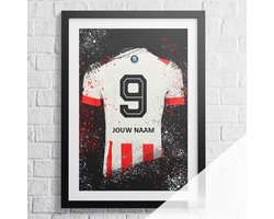 Eindhoven Voetbal Poster - Gepersonaliseerd met jouw naam - Voetbal Shirt Poster - A2+ Formaat 43,2 x 61 cm - Een uniek voetbal cadeau
