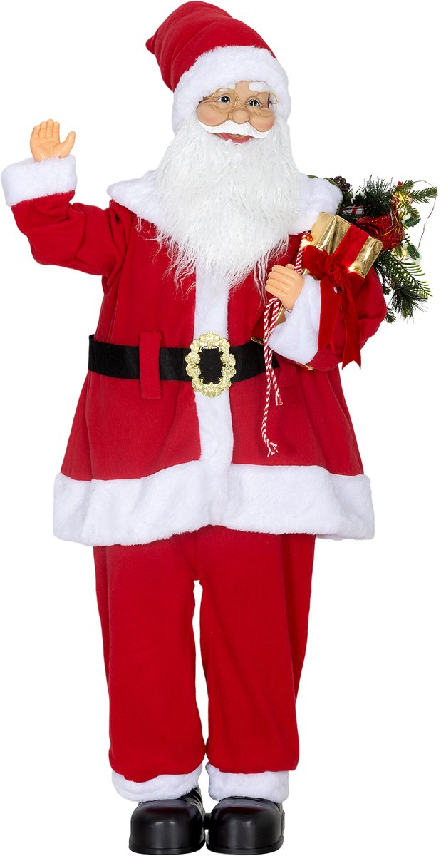HOMCOM - Kerstdecoratie Kerstman - Polyester - 53x27x120cm - Rood