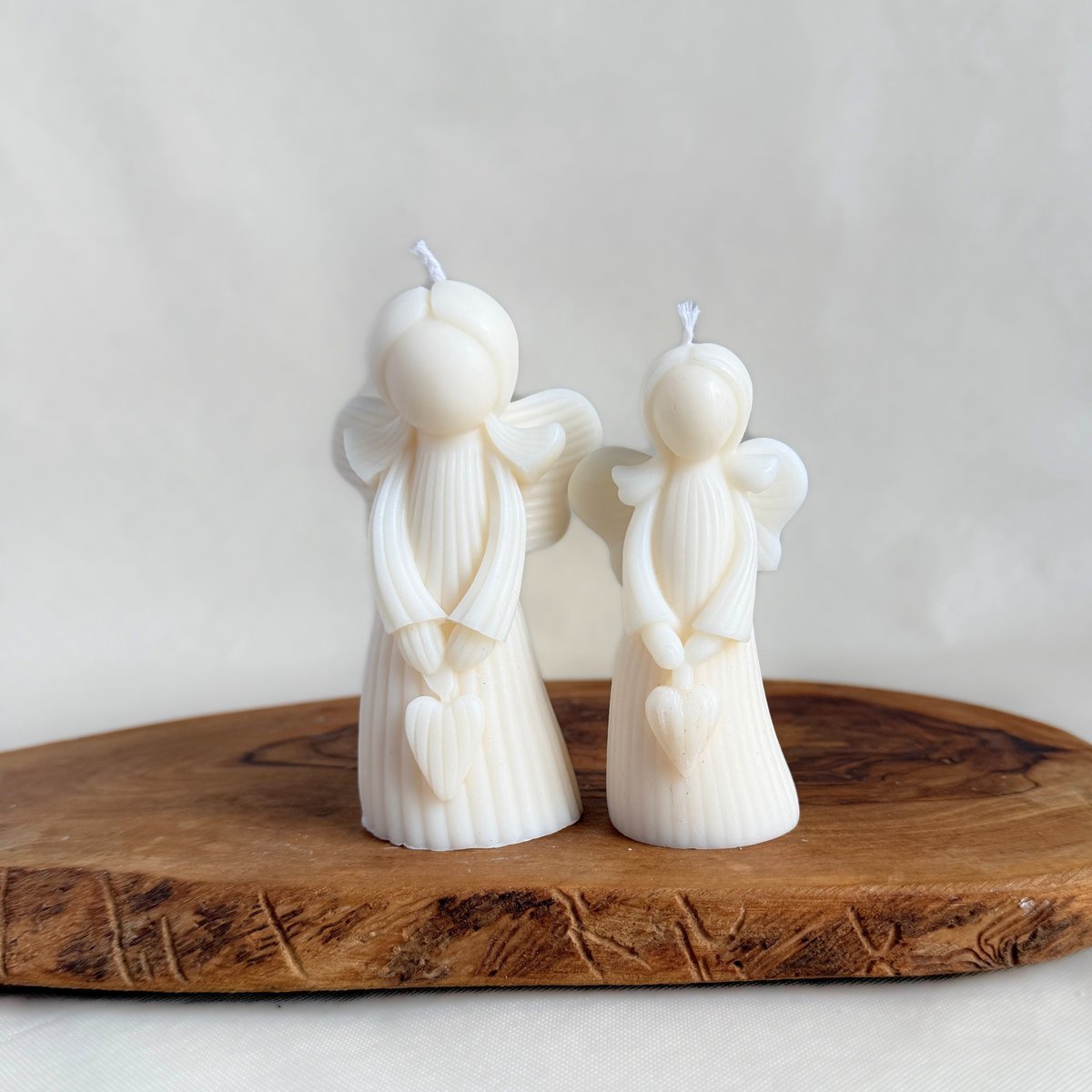 Engel kaarsen set- Engelmeisje kaars- Decoratie kerst - Winter decoratie -Creme wit kleur