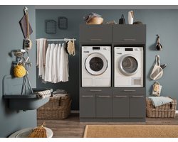 Arkon Duo Wasmachine kast met bovenkasten- Antraciet - Hoogte 200cm
