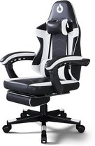 Stane Verstelbare Ergonomische Gamestoel met Voetsteun - Bureaustoel Gaming chair - Game Stoel Zwart/Wit