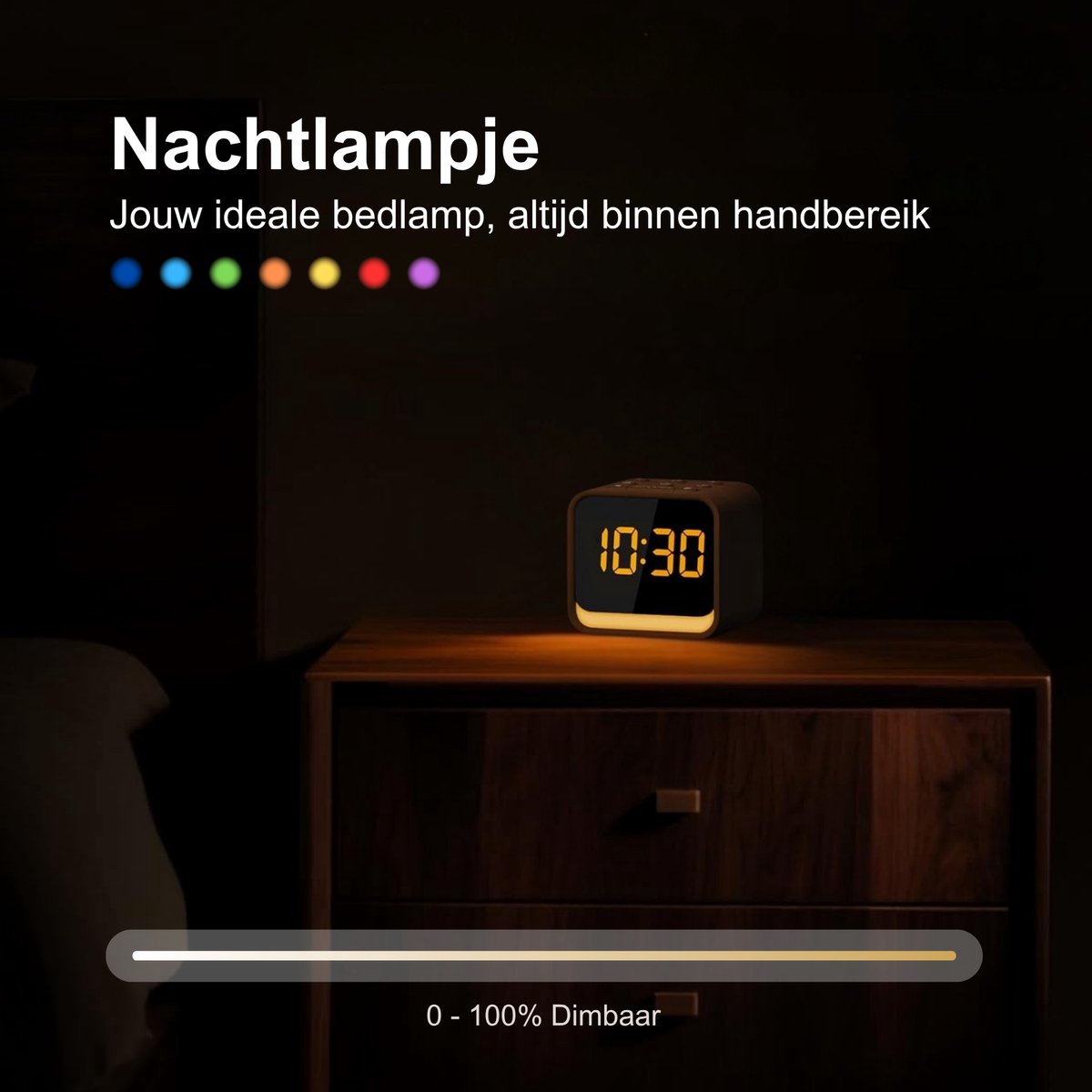 Neveda Digitale Wekkerradio met Nachtlamp licht - Wekkers Digitaal op Netstroom - Slaapkamer - Bruin houtlook — cadeau in Wonen & Interieur - foto 5