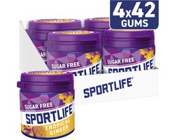 Sportlife Kauwgom tropical & ginger pot - tropische gember - 4x99g