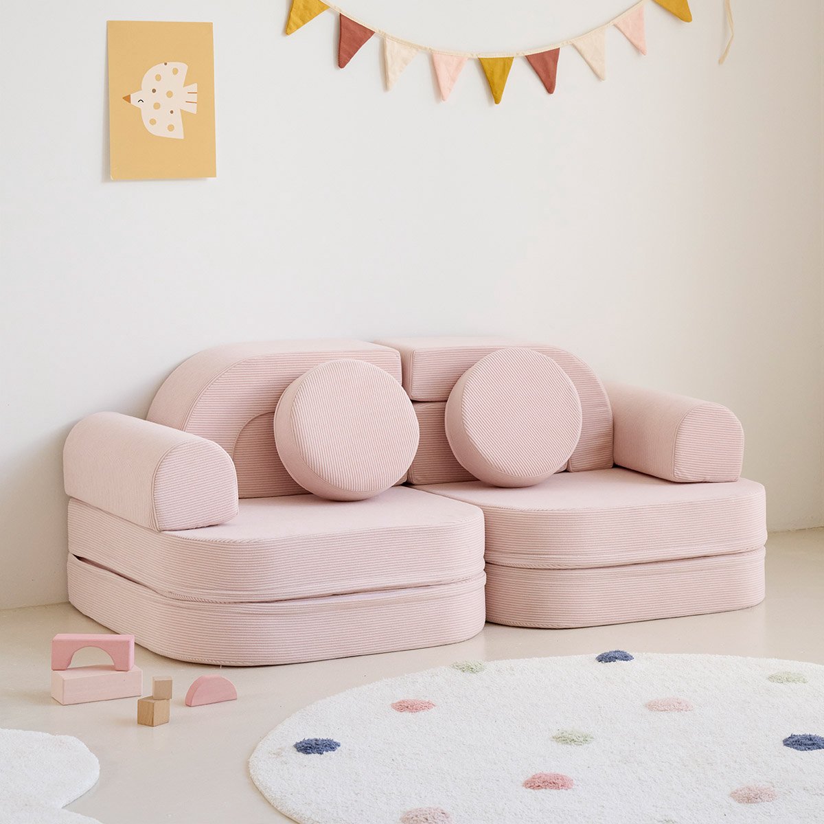 Petite Amélie Speelbank - Foam blokken - 10-delig - roze corduroy