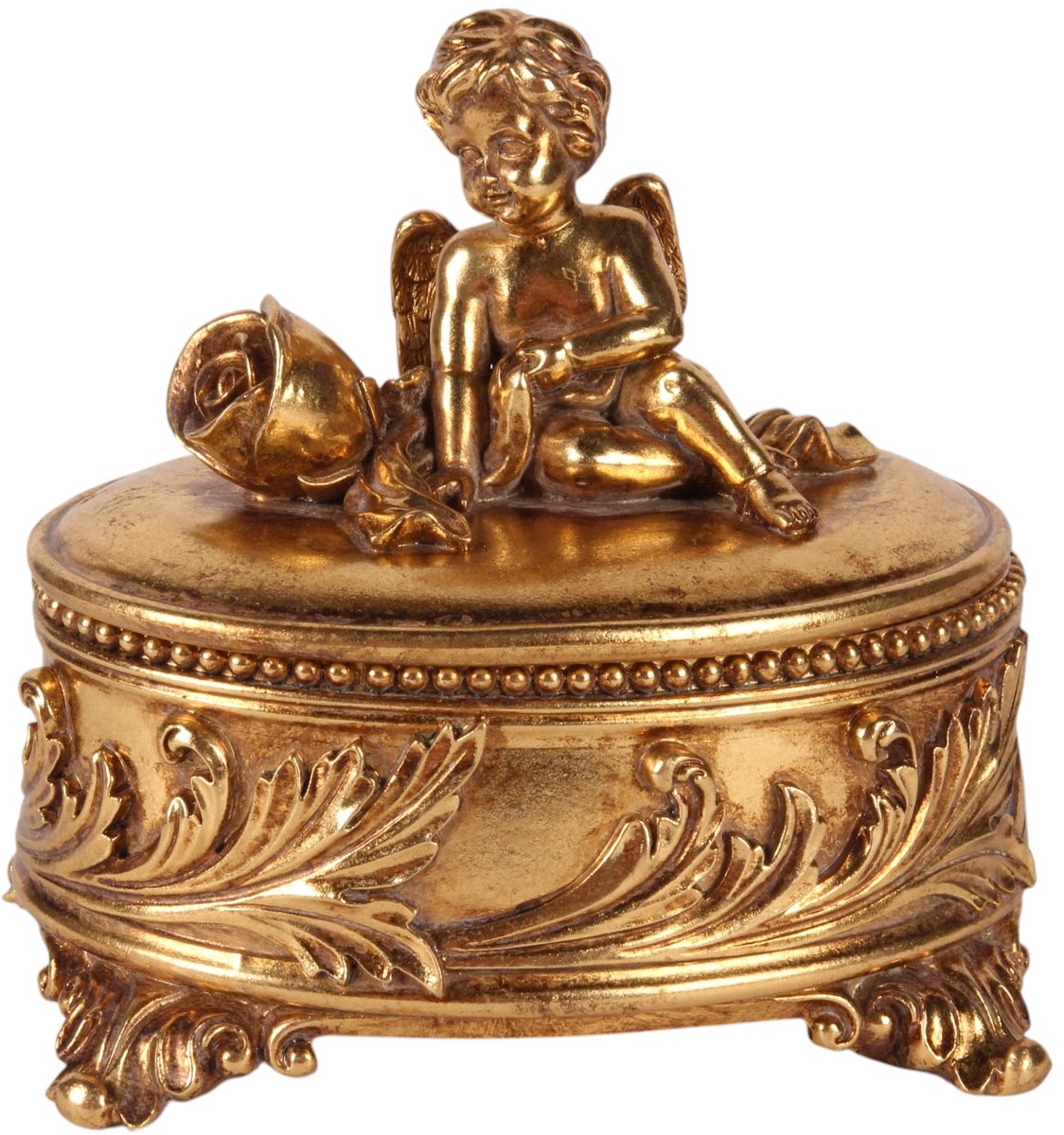 Baroque - Opberger - Sieradendoos Engel 15,5 cm - Goud - Resin - 15.5x12x15.5 - Polyresin