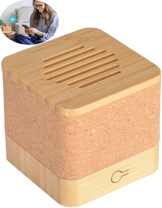 Bluetooth speaker bamboe draagbaar draadloos mini 3 uur batterij USB-C opladen helder geluid