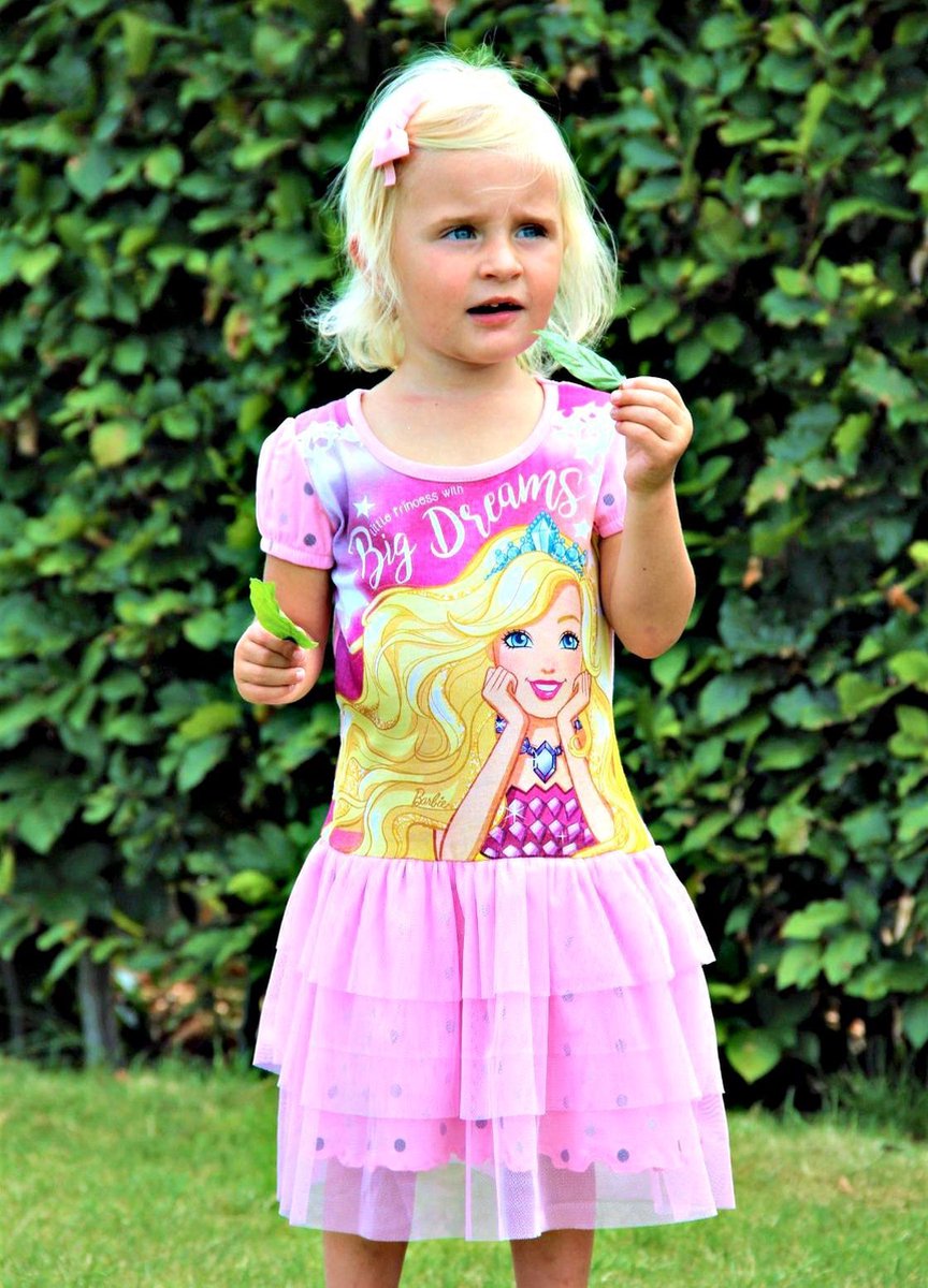 Barbie fille robe à manches courtes et jupe évasée en tulle Girls Dress 110