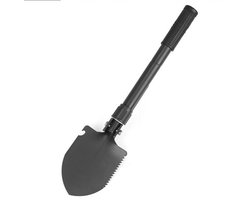 Vouwbare Schoffel - 41,5cm Opklapbare Graafgereedschap met Draagtas | Duurzame Getand Rand voor Kamperen, Wandelen, Tuinieren, Vissen & Noodgevallen (Zwart)