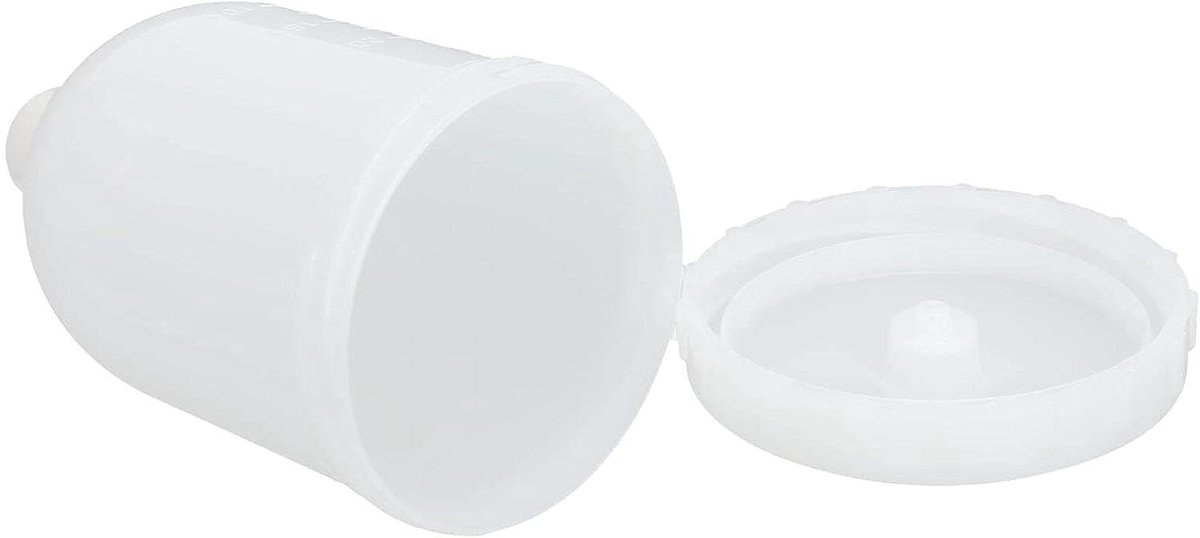 Spuitpistoolbeker 300 ml kunststof luchtdraadaansluiting verfspuitbeker 13 x 8 cm.