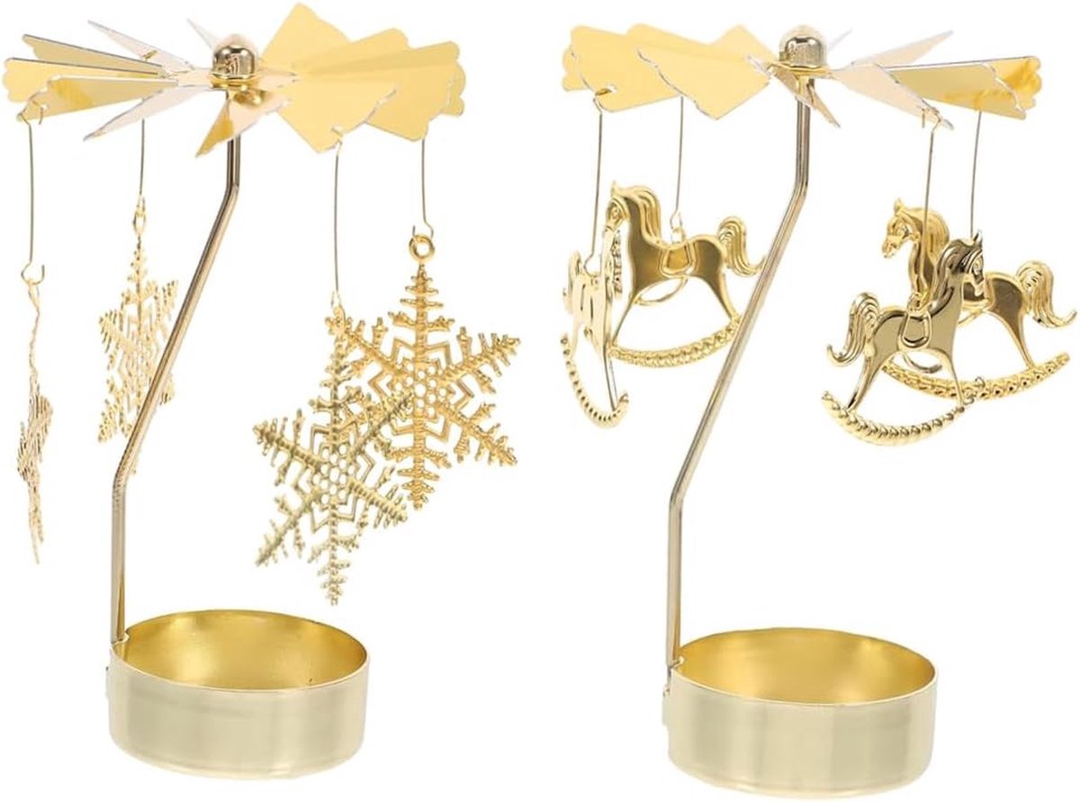 Stunq® Verfijnde Gouden Sneeuwvlok Theelichthouder Set voor Feestelijke Tafeldecoratie