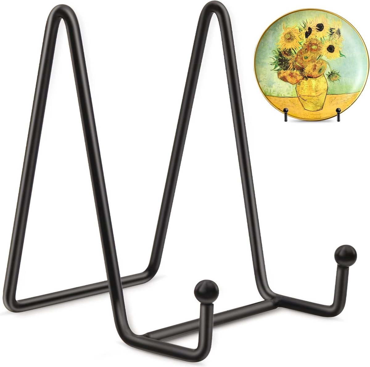Stunq® 4 inch platenstandaard voor display - zwart ijzeren schildersezel plaathouder displaystandaard metalen framehouder voor foto, afbeeldingen, decoratieve bordenbak en tafelbladkunst 2 stuks
