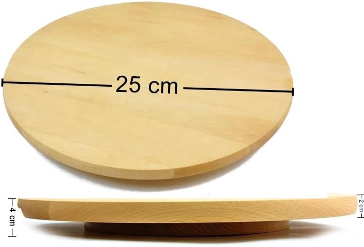 Stunq® Traditionele Houten Draaischijf – Perfect voor Taarten en Pizza, 25cm Diameter