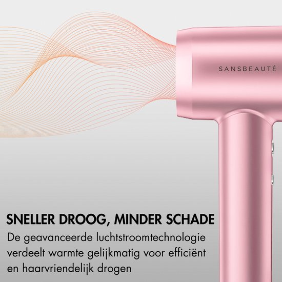 Sansbeauté® Föhn met Diffuser - Krullen - 110.000RPM - Ionische Haardroger met Borstel - 3 Standen - 3 Opzetstukken - Reisföhn - Sèche Cheveux - Krul Feun Set - Haarföhn met Defuser - Hair Blow Dryer - Kappersfohn - 2000W