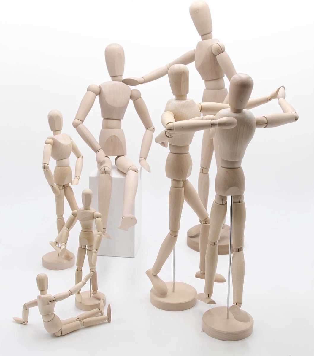 Stunq® Houten Mannequin voor Tekenen en Schilderen - Verstelbare Pop van 30 cm Hoog