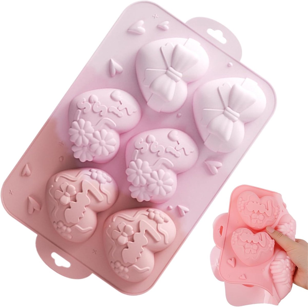 Chocoladevorm voor Valentijnsdag - Vorm met reliëfpatroon voor levensmiddelen - Roze