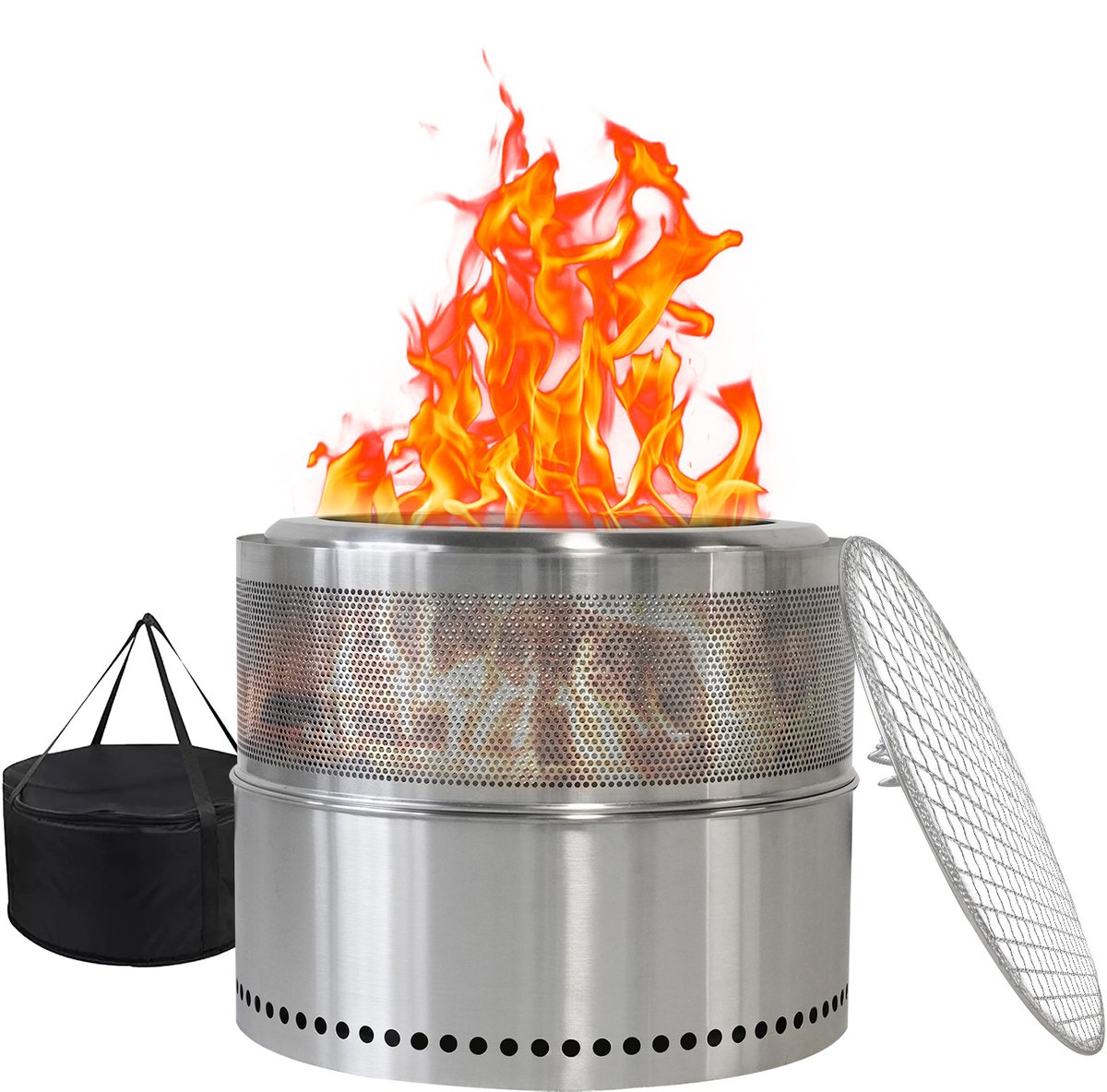 Rookloze vuurplaats, houten vuurplaats, barbecuevuurplaats, roestvrij staal, draagbaar voor gebruik buitenshuis (rookloze vuurplaats, houten vuurplaats, BBQ-vuurplaats, roestvrij staal, draagbaar buiten)