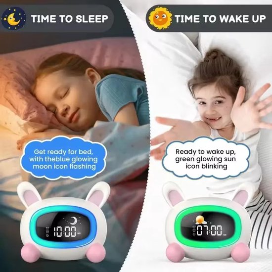 Een kinderwekker die gebruikt kan worden om kinderen wakker te maken, met slaaptraining en geluidsfuncties. Het is een perfect verjaardagscadeau voor jongens en meisjes - Kitten. — afbeelding 3
