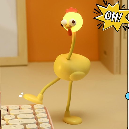 2 stuks Leuk Baby Nachtlampje - Chicken - Nachtlampje Kinderen - Nachtlampje Baby - 3 Niveaus Dimbare Leuke LED Lamp - USB Batterij - Slaapzaal Kantoor Decor Speelgoed Geschenken voor Vrienden - Cadeau Artikel - Geel en wit van Merkloos — afbeelding 4