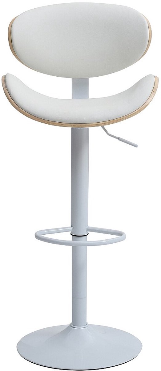Vente-unique Set van 2 barkrukken van kunstleer en metaal - Afstelbare hoogte - Licht naturel en wit - MONTENEGRO L 49.5 cm x H 111 cm x D 46 cm Natuurlijk licht, Wit