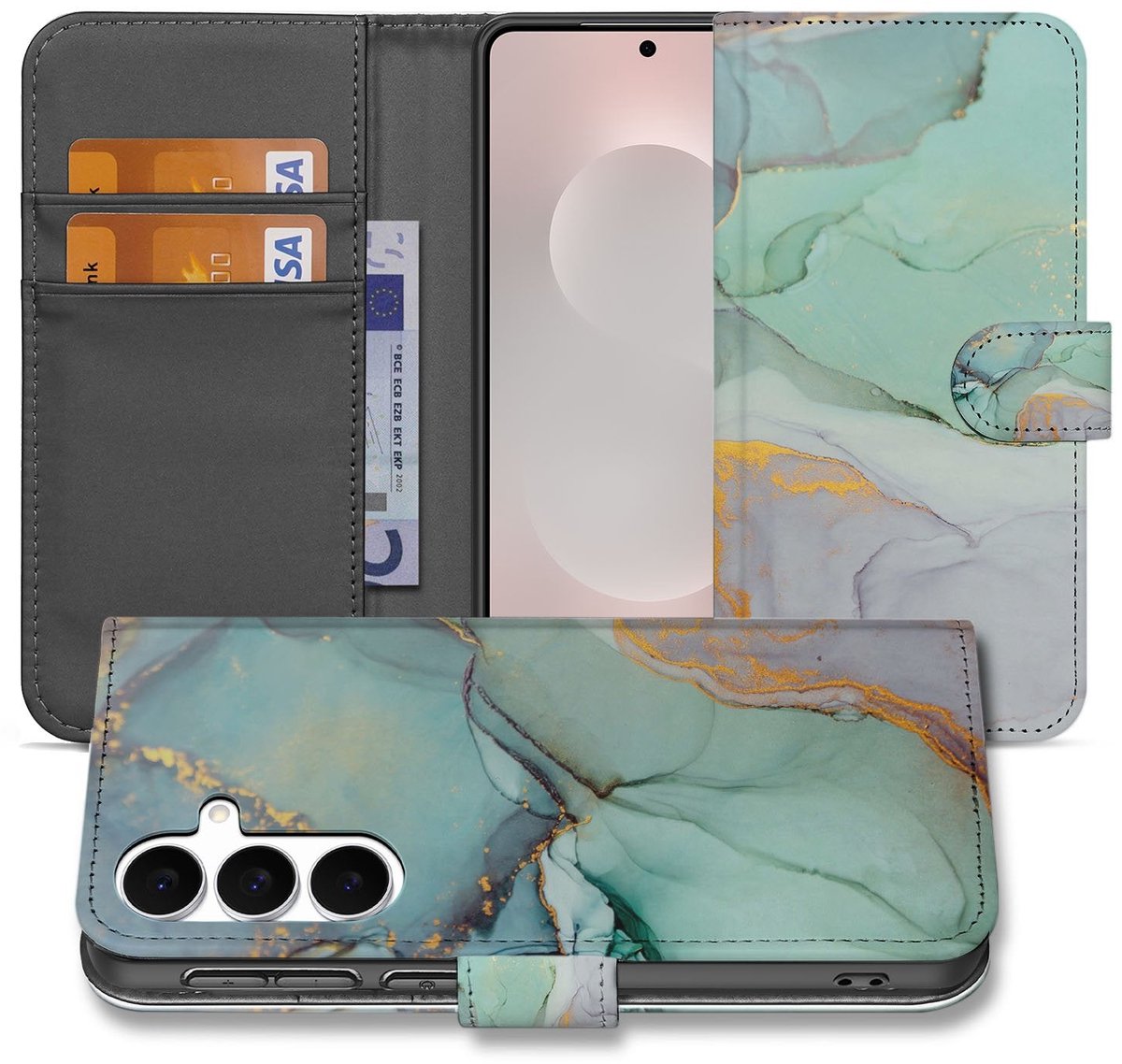 Samsung Galaxy S25 FE Hoesje Watercolor Mix PU-Leer Met 3 Pasjes Sluitlipje