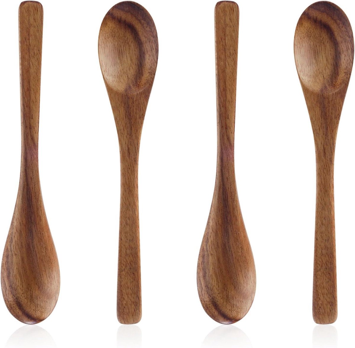 Kleine Houten Lepels Set voor Honing Suiker Koffie Thee - 4 Stuks - 16cm - Dessertlepels - Keukengerei - Roeren - Koken - Dagelijks Gebruik
