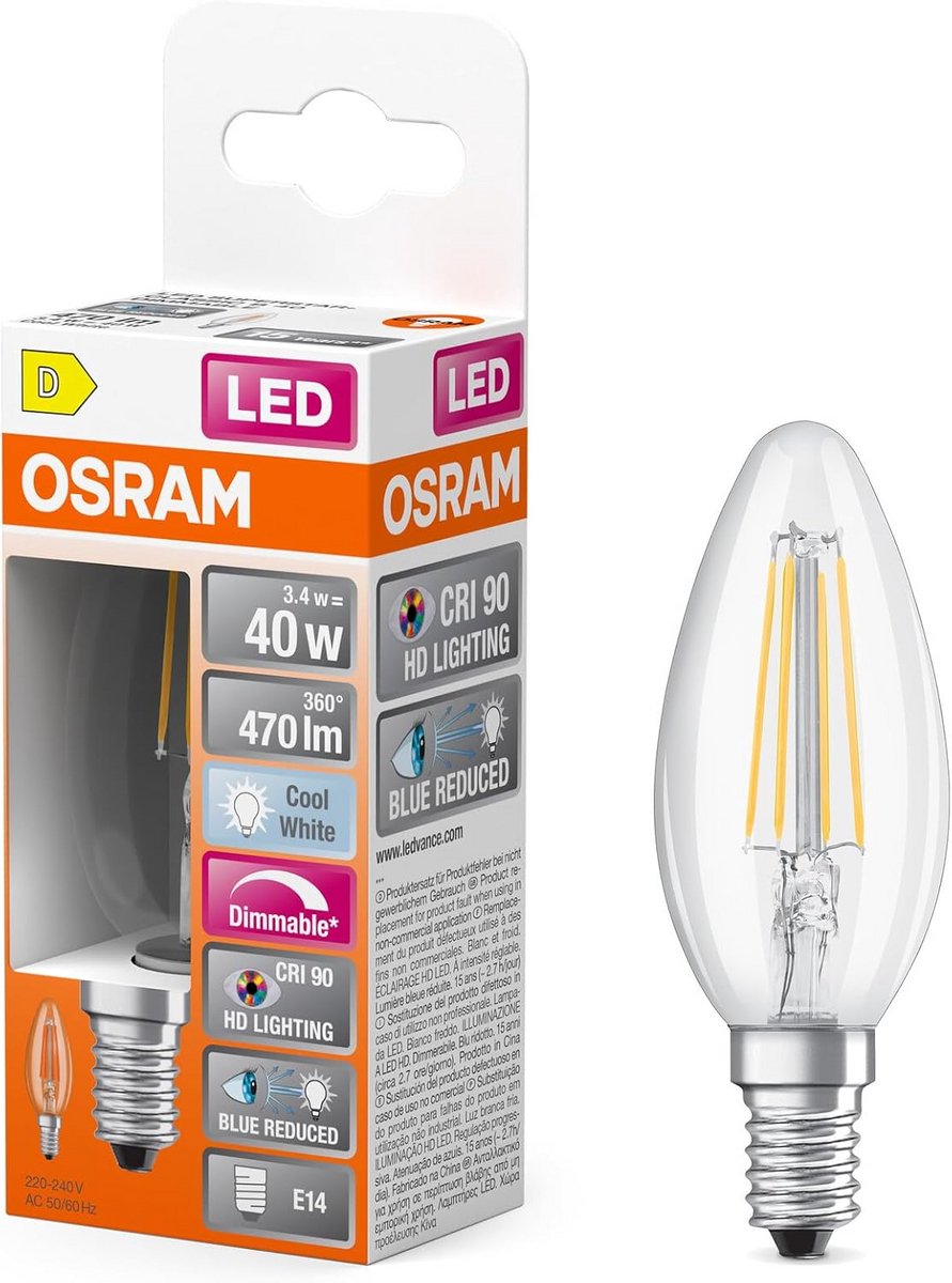 Dimbare LED Lamp met Hoge Kleurweergave E14 Kleine Fitting Koud Wit Licht 40W Vervanger