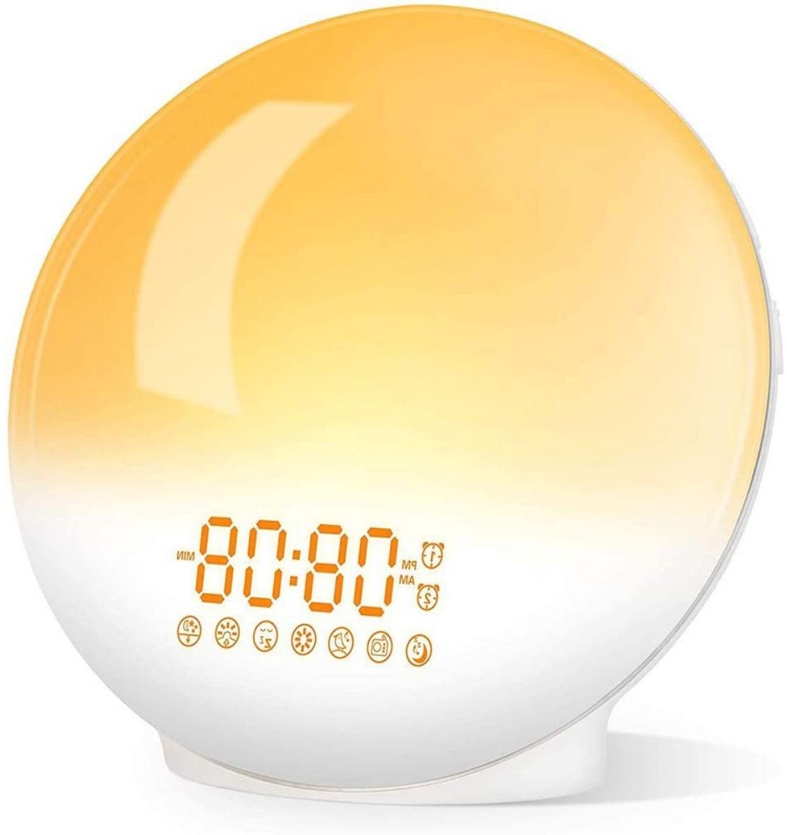 EXCITAT LED Wake Up Light - Wekker - Nachtlampje - 2 Alarmen - 7 Natuurgeluiden - Snoozefunctie - 7 Kleuren