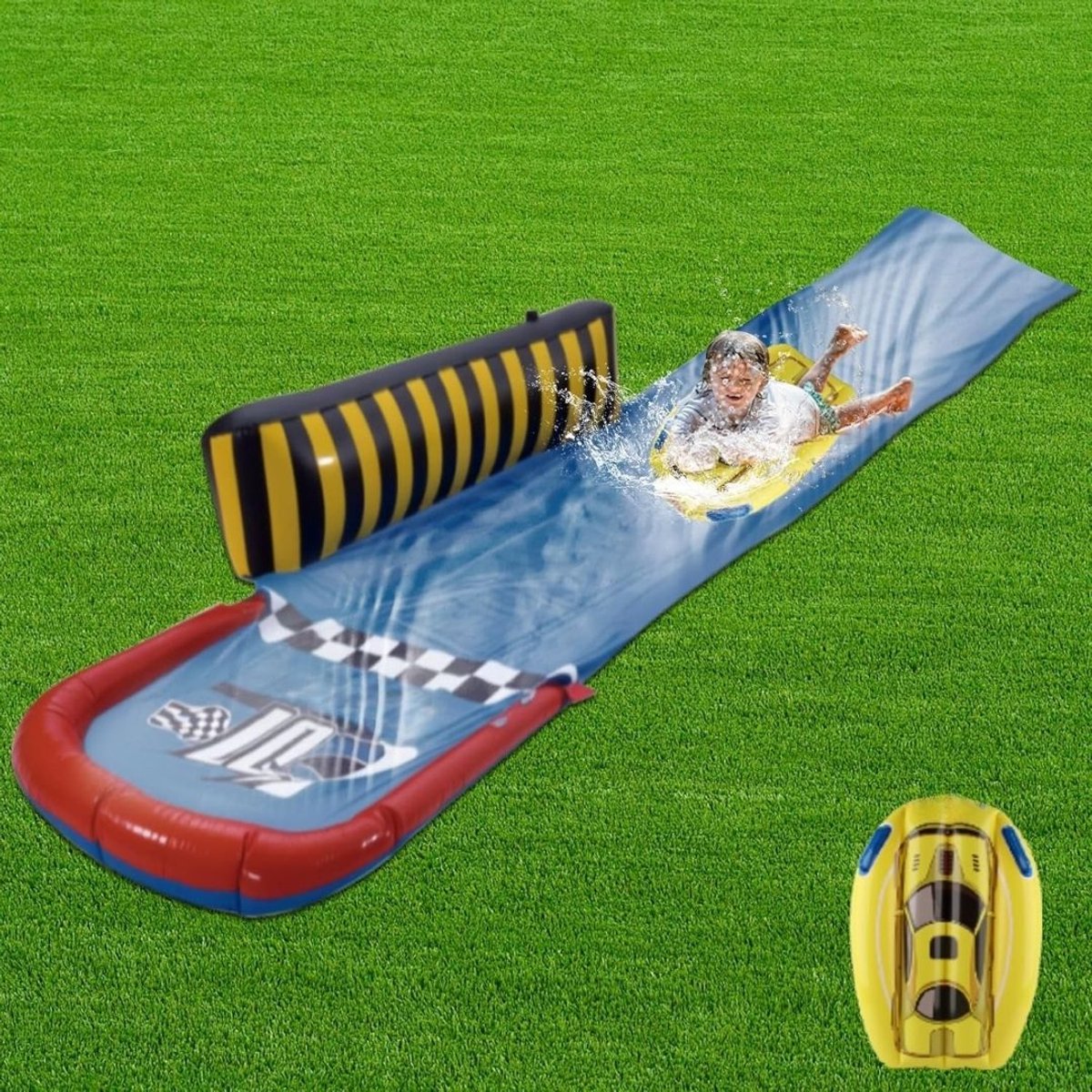 RWB® Buikschuifbaan - Waterbaan - Waterglijbaan - 488 x 86 - 1 Bodyboard - Blauw - 488cm x 85cm x 35cm