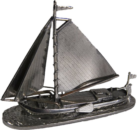 Tinnen Miniatuur Klipperaak - Unieke miniatuur zeilschip - bijzonder maritieme decoratie & cadeau - jubileum schipper - pensioen