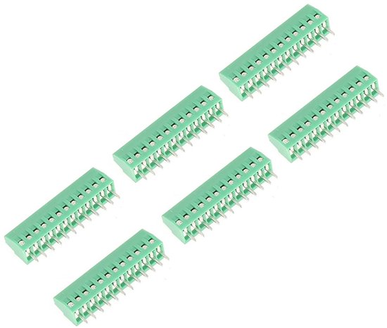 PCB-aansluitblokconnector, Klemmenblokken, 10 Stks/set 12-pins 2,54 Mm Pitch Groene PCB Universele Schroefklemmenblokconnector, Draadterminals
