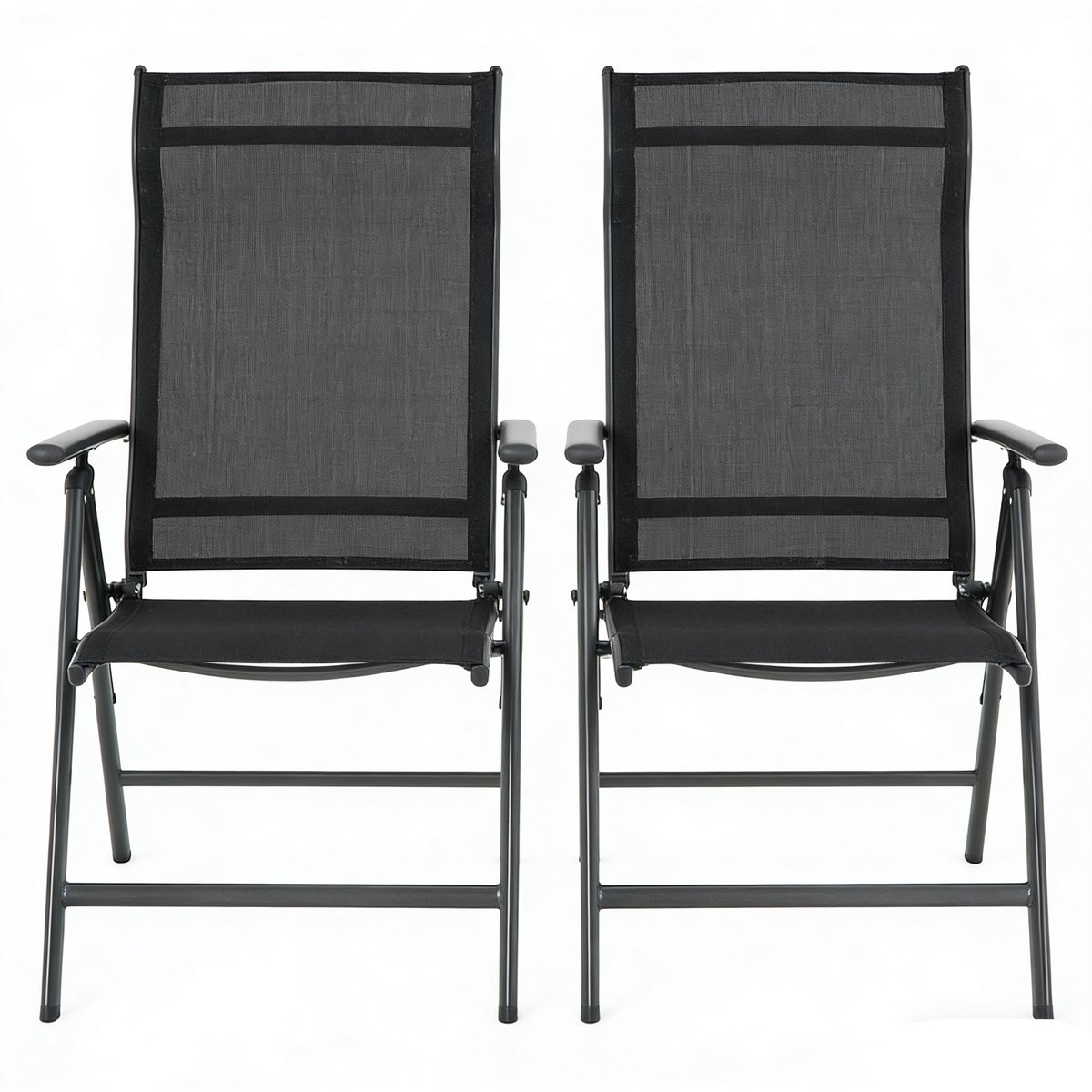 Opvouwbare 56 x 70 x 106 cm Zwart tuinstoel set 2-delig Buitenstoel Opvouwbaar ontwerp voo
