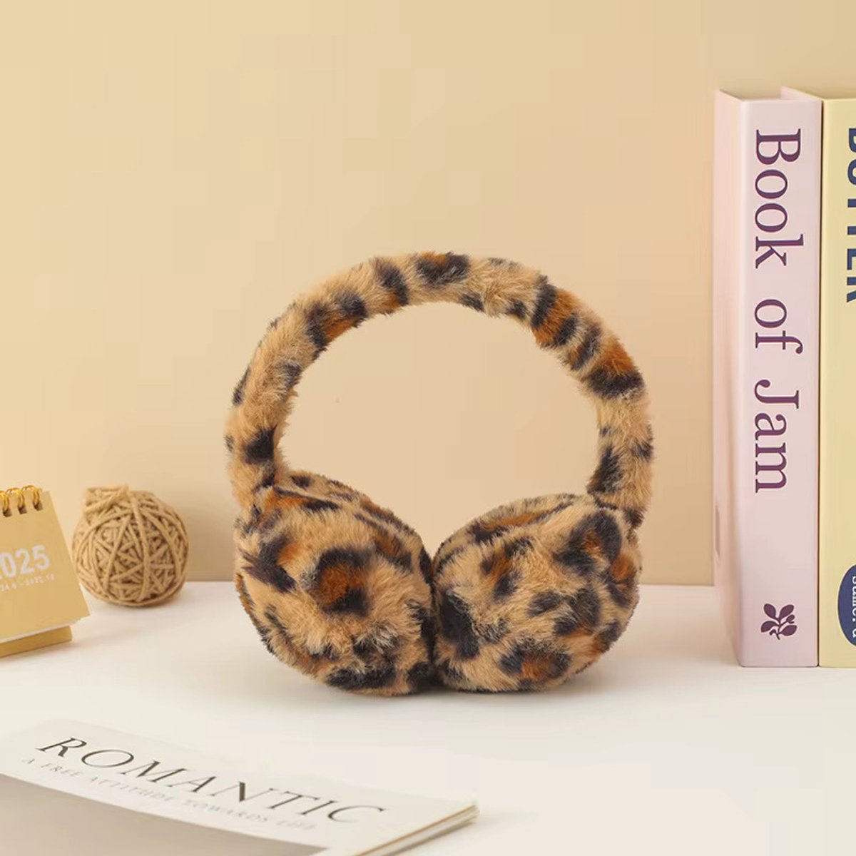 Pluchen Meisjes Oorwarmer - Bruin Luipaard Print - Kind 5 t/m 12 jaar